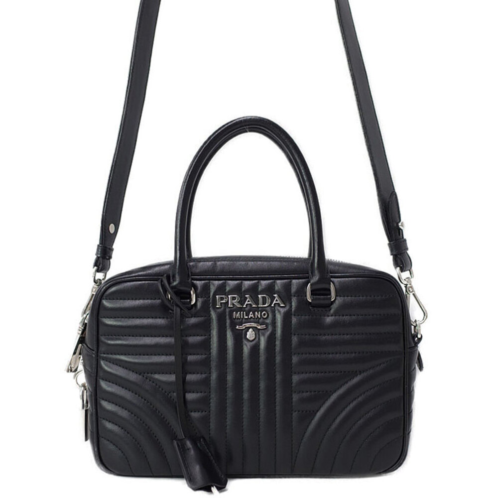 Prada Diagramme Soft Calfskin Shoulder Bag black